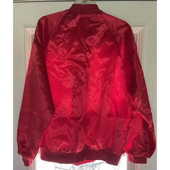 XL Vintage Red Satin Fully Lines Windbreaker - Picture 2 of 7